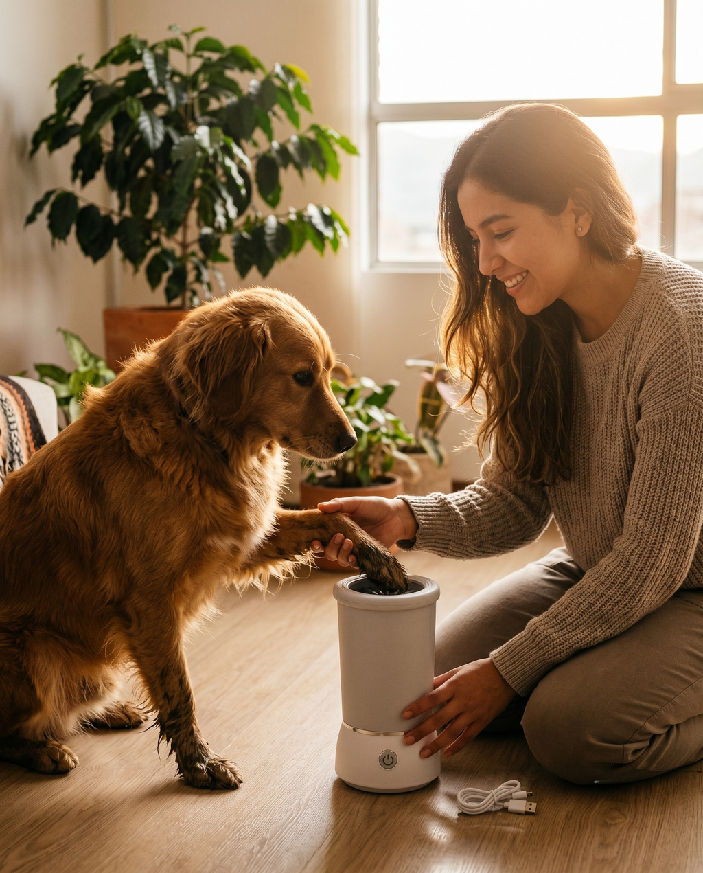 Limpiador de patas eléctrico para perros