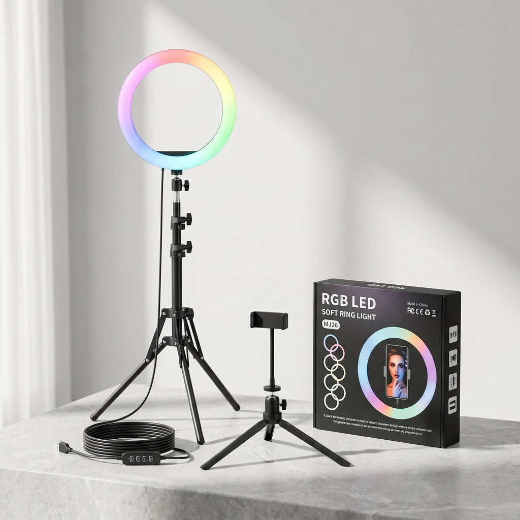 Aro de Luz RGB 26 cm con Trípode Ajustable