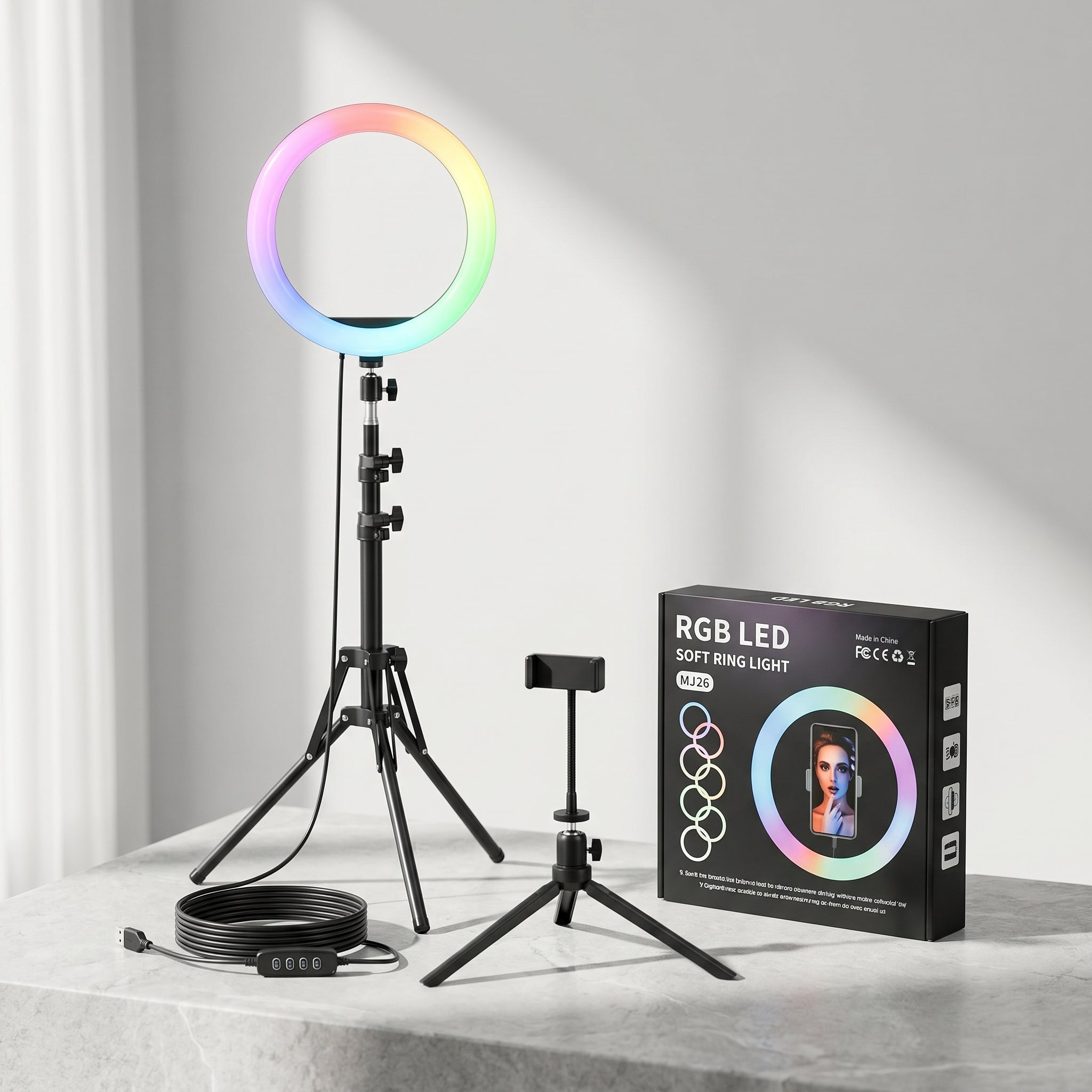 Aro de Luz RGB 26 cm con Trípode Ajustable