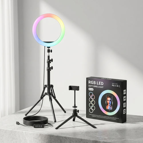 Aro de Luz RGB 26 cm con Trípode Ajustable