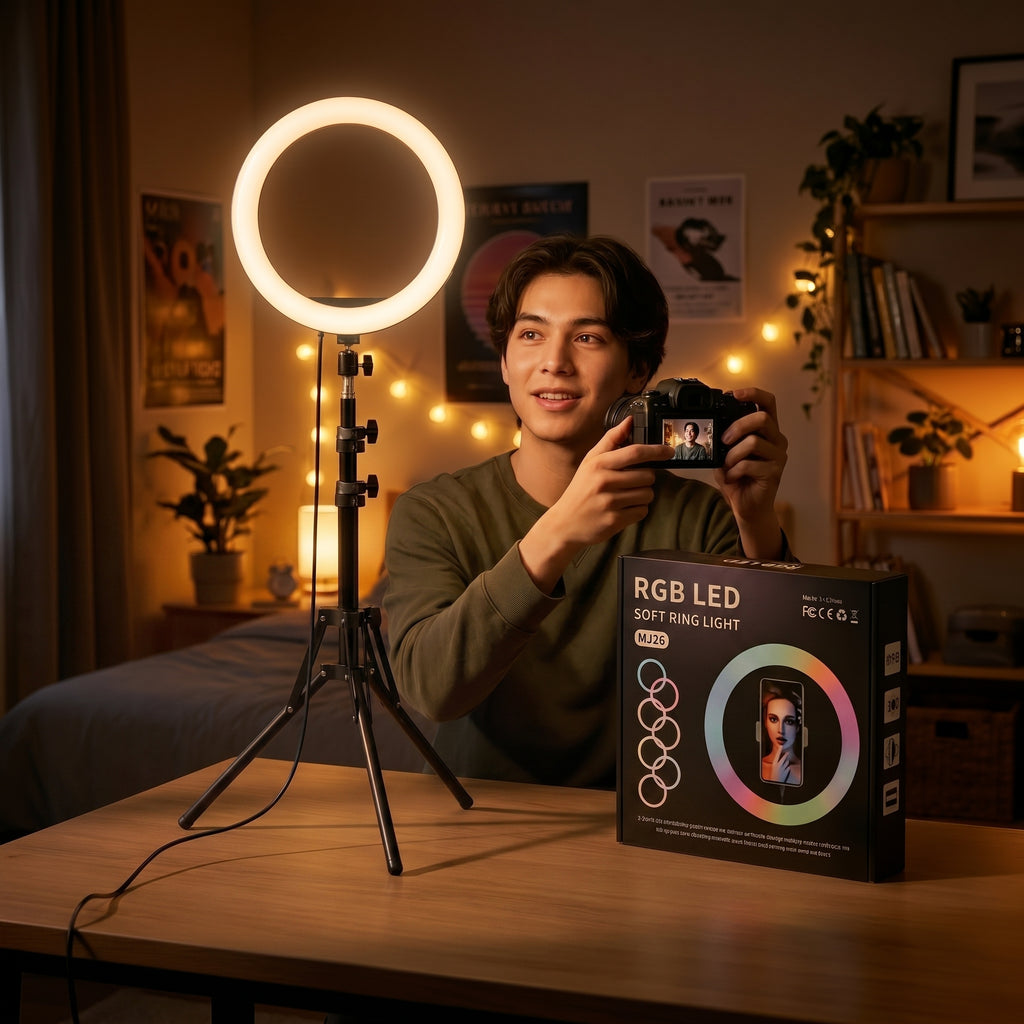 Aro de Luz RGB 26 cm con Trípode Ajustable