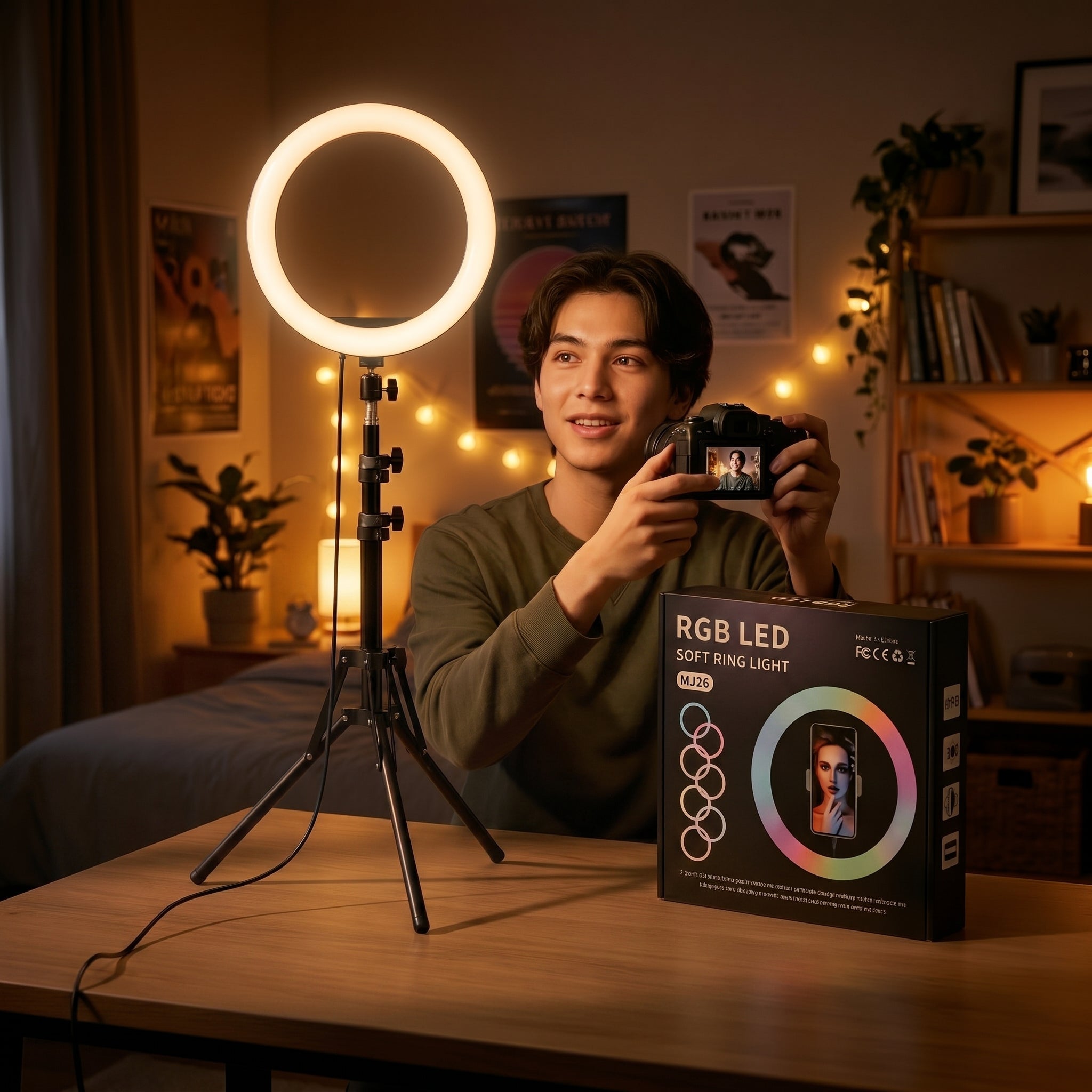 Aro de Luz RGB 26 cm con Trípode Ajustable