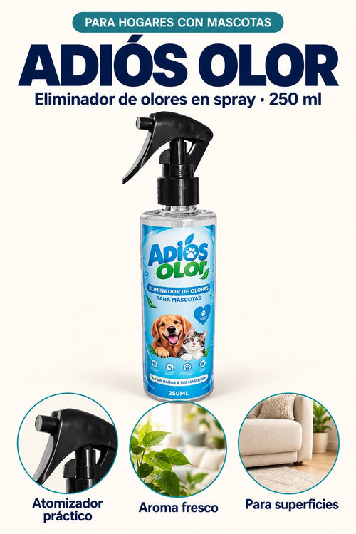 Adios Olor eliminador de olores en spray de 250 ml para hogares con mascotas
