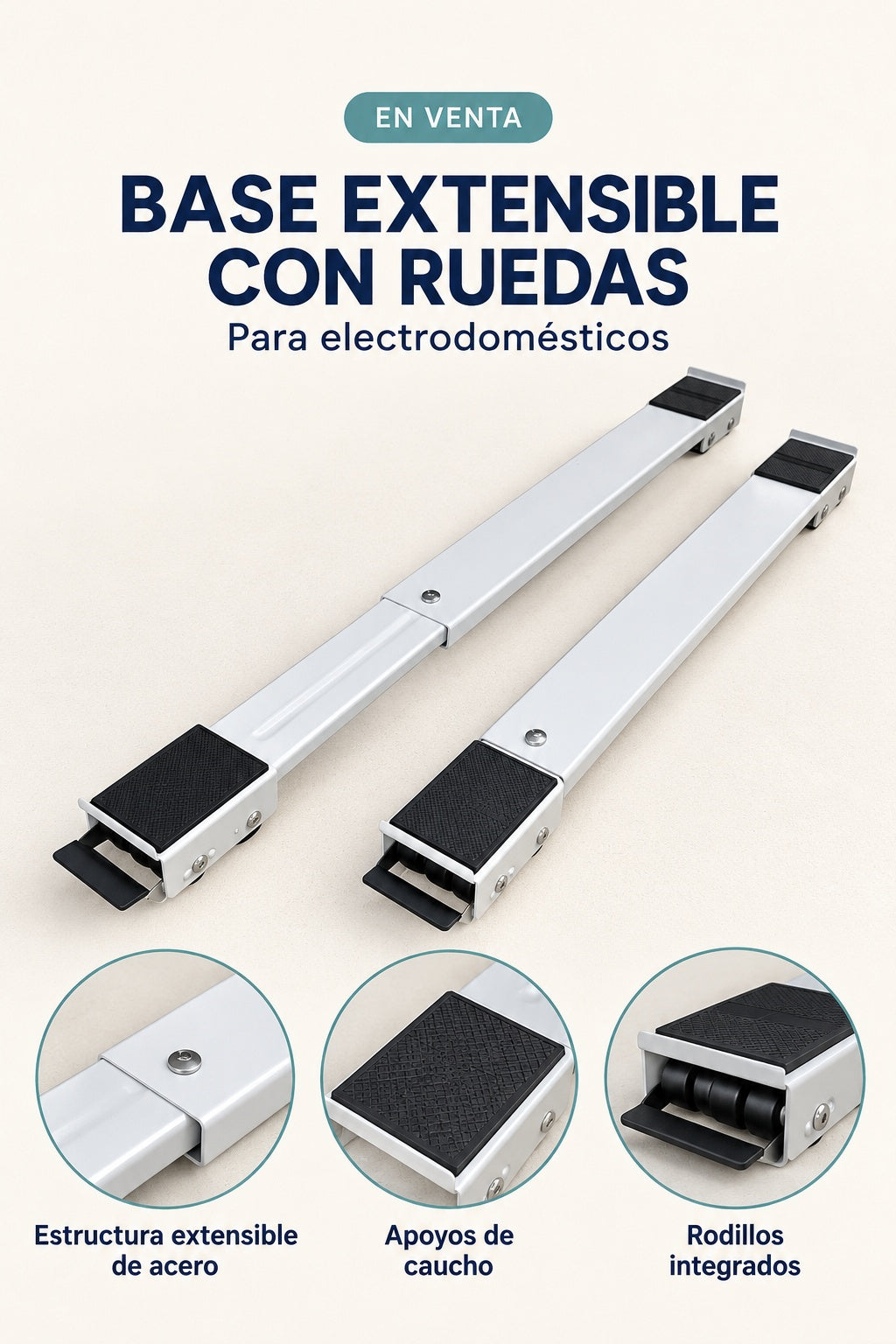 Base extensible con ruedas OLMU para lavadora y nevera