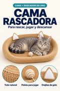 Cama rascadora para gatos de yute: cama y rascador en uno, con pelota y orejitas