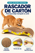 Rascador de carton para gatos con forma de ola: rasca, se estira y descansa