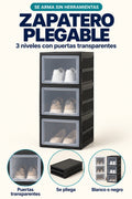 Zapatero plegable de 3 niveles con puertas transparentes, se arma sin herramientas