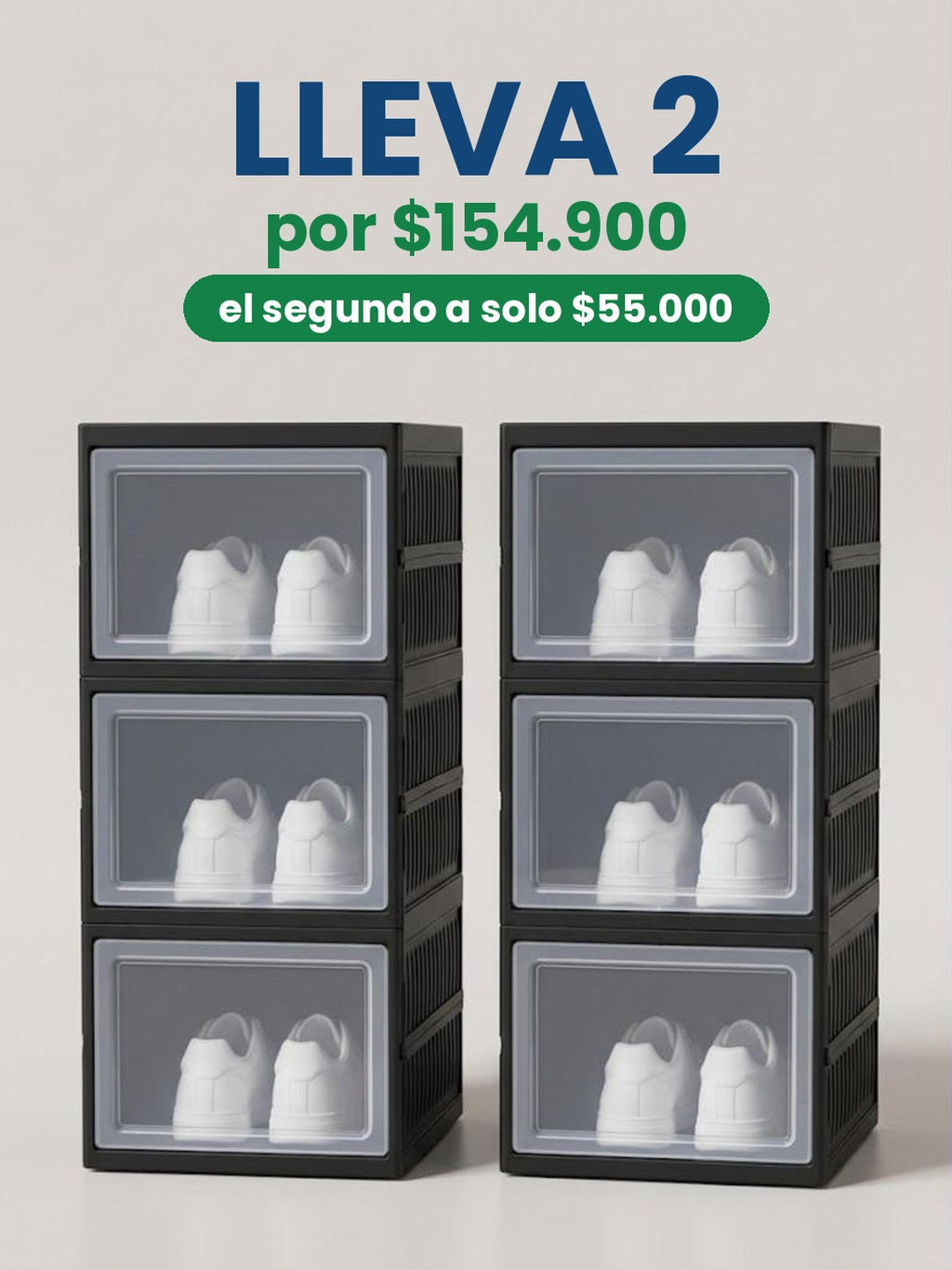 Combo Lleva 2 del zapatero plegable de 3 niveles con puertas transparentes por $154.900, el segundo a solo $55.000